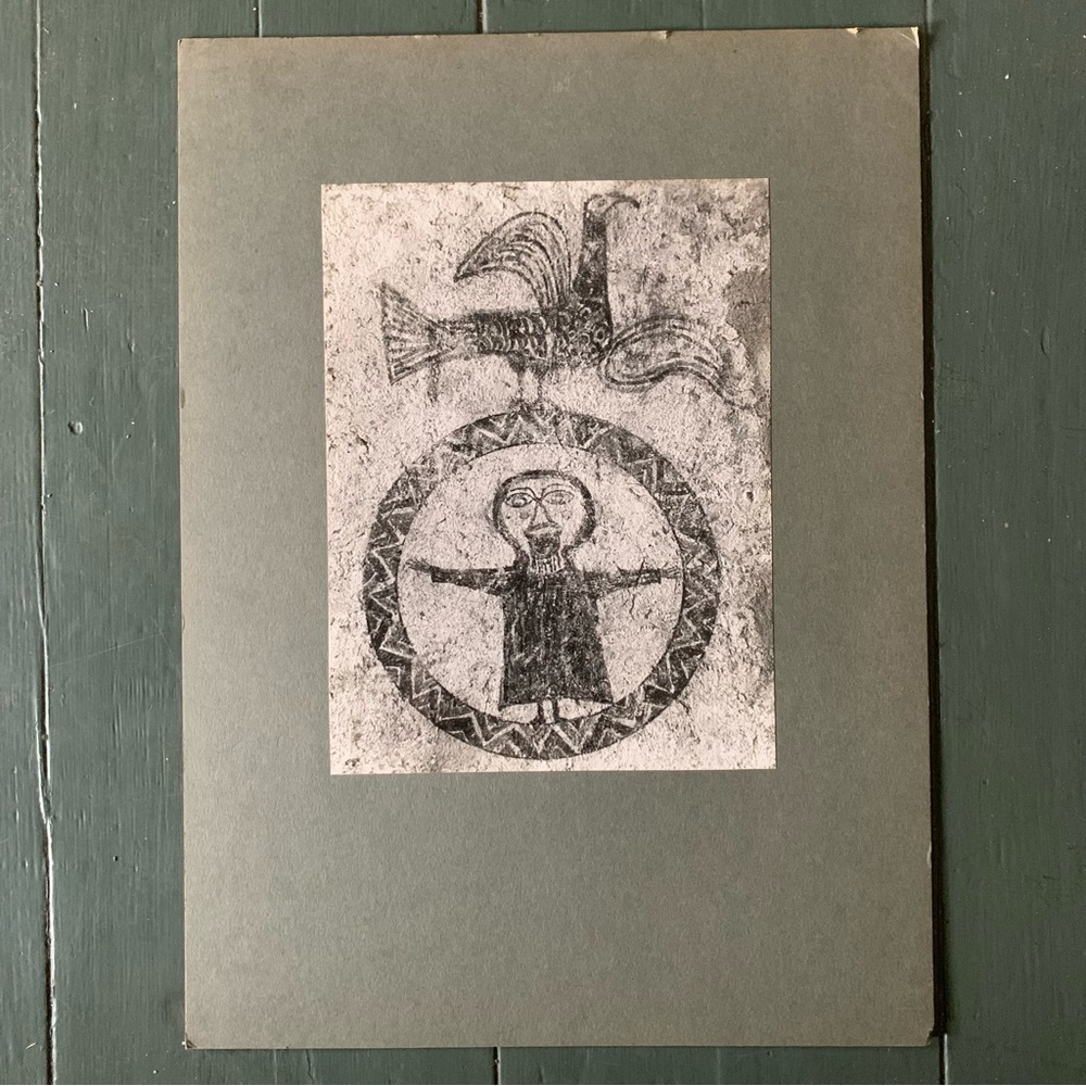 Wall Painting of Man with Bird 1970s UC Berkeley Art History Archive Print